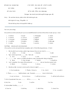 Đề thi tuyển sinh vào lớp 10 THPT chuyên Hải Phòng năm học 2015- 2016 môn Tiếng Anh (điều kiện)